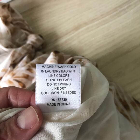 Jane Delancey Top Medium Tan Brown Tank Blouse Animal Mesh Strap Knot Ruched - Picture 8 of 8